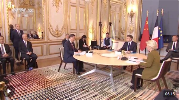 习近平同法国总统马克龙、欧盟委员会主席冯德莱恩举行中法欧领导人三方会晤